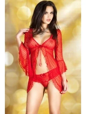 Babydoll rouge manches longues