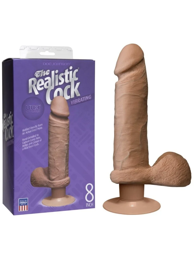 Vibromasseur en UR3 The Realistic Cock Caramel - 20 cm