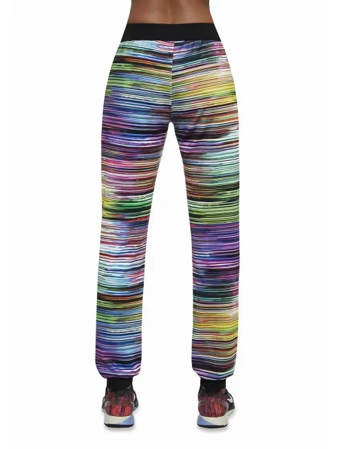Tropical pantalon sport rayé multicolore