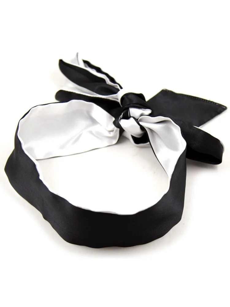 Bandeau en Satin Noir et Gris - 140 cm Bandeau en Satin Noir et Gris - 140 cm