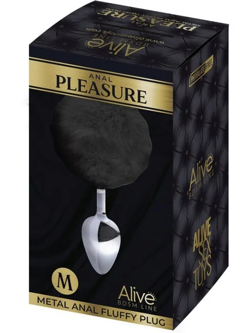 Plug en Métal Medium avec Pompon Noir