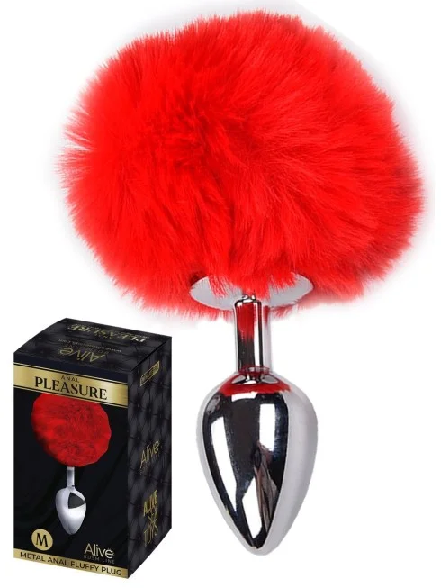 Plug en Métal Medium avec Pompon Rouge