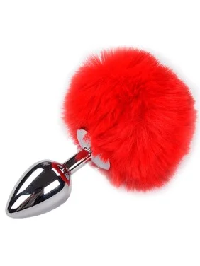 Plug en Métal Medium avec Pompon Rouge