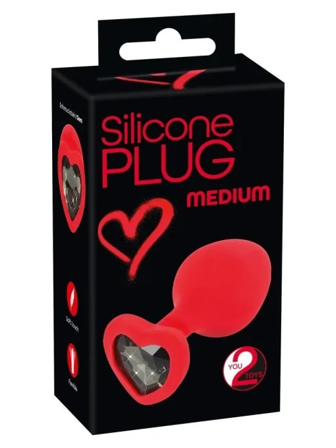Plug Strass Coeur en Silicone - Medium