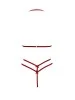 Soutien-gorge en dentelle rouge avec bonnets détachables et string - R221125430