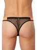 String noir filet avec bandes simili cuir oranges - LM911-57MBKO