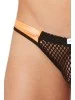 String noir filet avec bandes simili cuir oranges - LM911-57MBKO