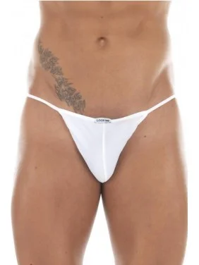 String blanc satiné dos résille - LM13-57WHT