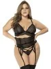 Ensemble trois pièces grande taille en dentelle noire - MAL8682XBLK