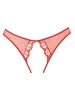 Culotte ouverte en résille rouge et bords dentelle - A1080R
