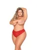 Tanga rouge grande taille, ouvert à l'entrejambe - DG1468XRED