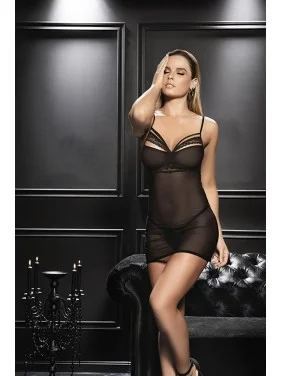 Nuisette noire et string - MAL7370BLK