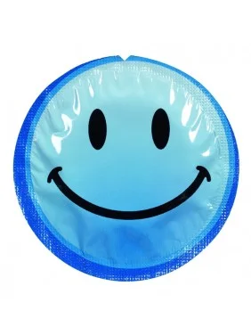 Préservatif lubrifié en latex smiley x 1 couleur aléatoire - 100EXSS