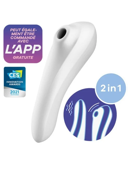 Vibromasseur et stimulateur de clitoris blanc connecté Dual Pleasure Satisfyer - CC5972590201