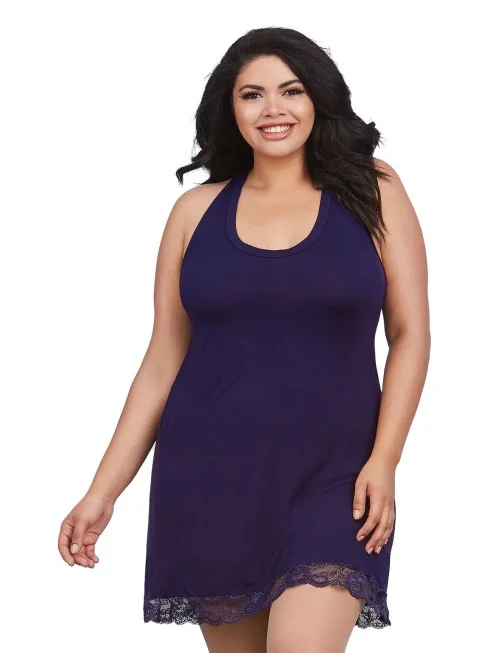 Chemise, grande taille, douce et soyeuse, couleur prune - DG11824XPLU