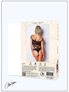 Body noire en résille et lanières - Le Numéro 1 - Collection Body - CM98001